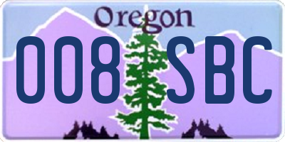 OR license plate 008SBC