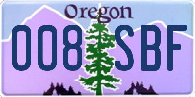 OR license plate 008SBF