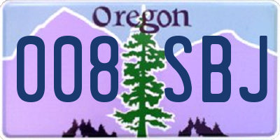 OR license plate 008SBJ