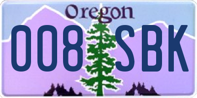 OR license plate 008SBK