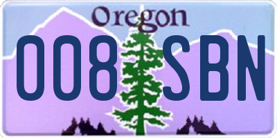 OR license plate 008SBN