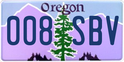 OR license plate 008SBV