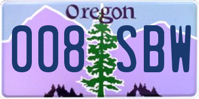 OR license plate 008SBW