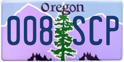 OR license plate 008SCP