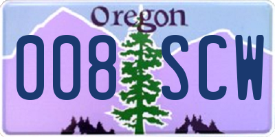 OR license plate 008SCW