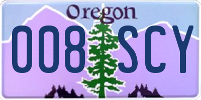 OR license plate 008SCY