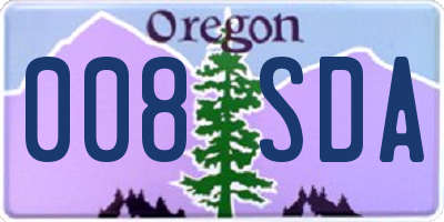 OR license plate 008SDA