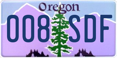OR license plate 008SDF