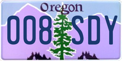 OR license plate 008SDY