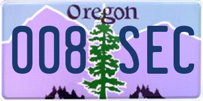 OR license plate 008SEC