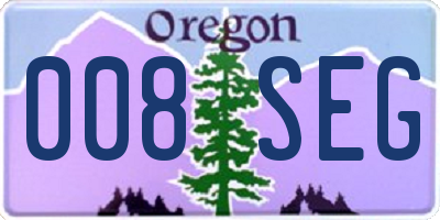 OR license plate 008SEG