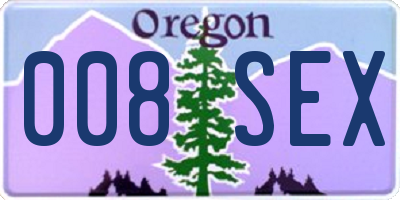 OR license plate 008SEX