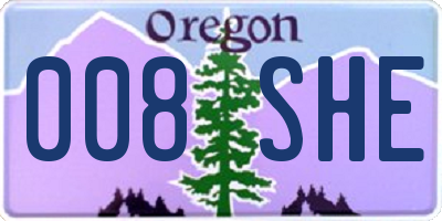 OR license plate 008SHE