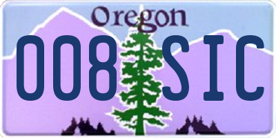 OR license plate 008SIC