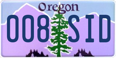 OR license plate 008SID