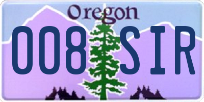 OR license plate 008SIR