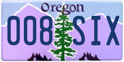 OR license plate 008SIX
