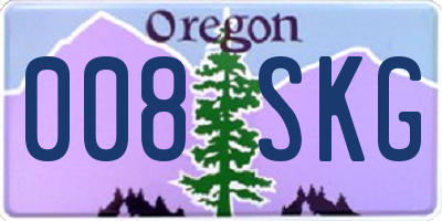 OR license plate 008SKG