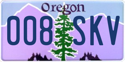 OR license plate 008SKV