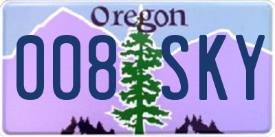 OR license plate 008SKY
