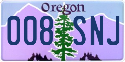 OR license plate 008SNJ