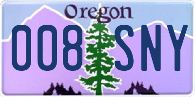 OR license plate 008SNY