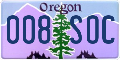 OR license plate 008SOC