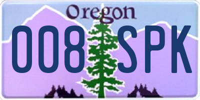 OR license plate 008SPK