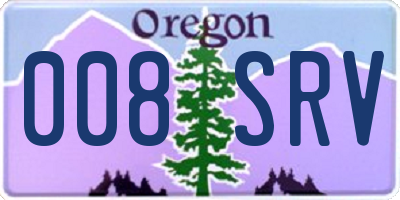 OR license plate 008SRV