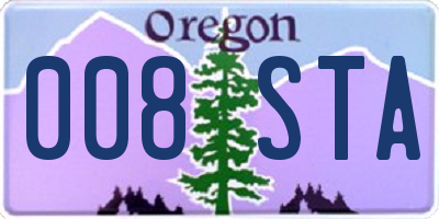OR license plate 008STA