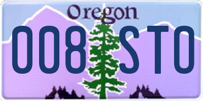 OR license plate 008STO