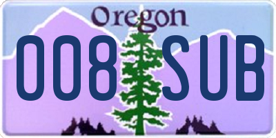 OR license plate 008SUB