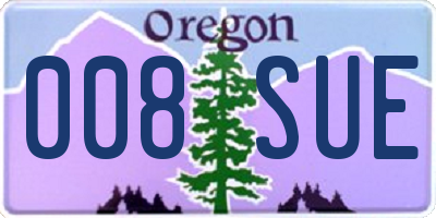 OR license plate 008SUE
