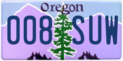 OR license plate 008SUW