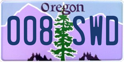 OR license plate 008SWD