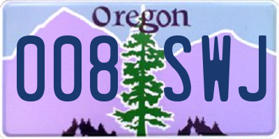 OR license plate 008SWJ