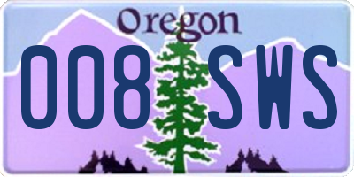 OR license plate 008SWS