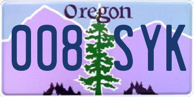 OR license plate 008SYK