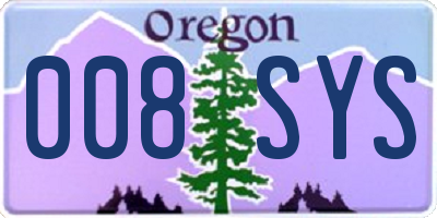 OR license plate 008SYS