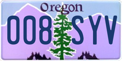 OR license plate 008SYV