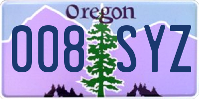 OR license plate 008SYZ
