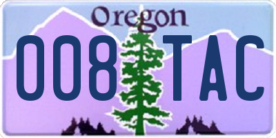 OR license plate 008TAC
