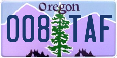 OR license plate 008TAF