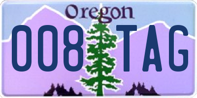OR license plate 008TAG