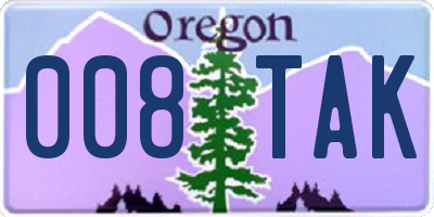 OR license plate 008TAK