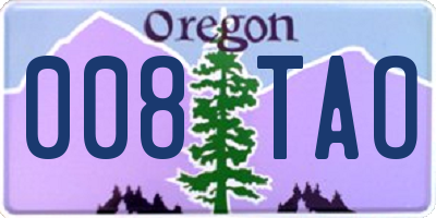 OR license plate 008TAO