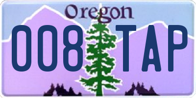 OR license plate 008TAP