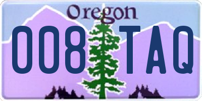 OR license plate 008TAQ