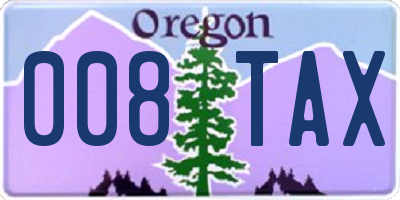 OR license plate 008TAX