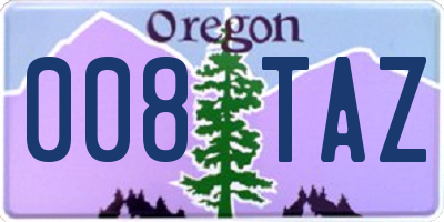 OR license plate 008TAZ